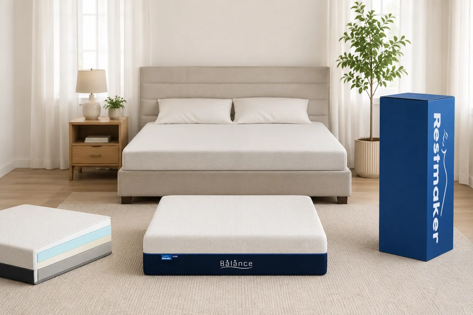 Balance Plush Mattress in bedroom after unboxing
