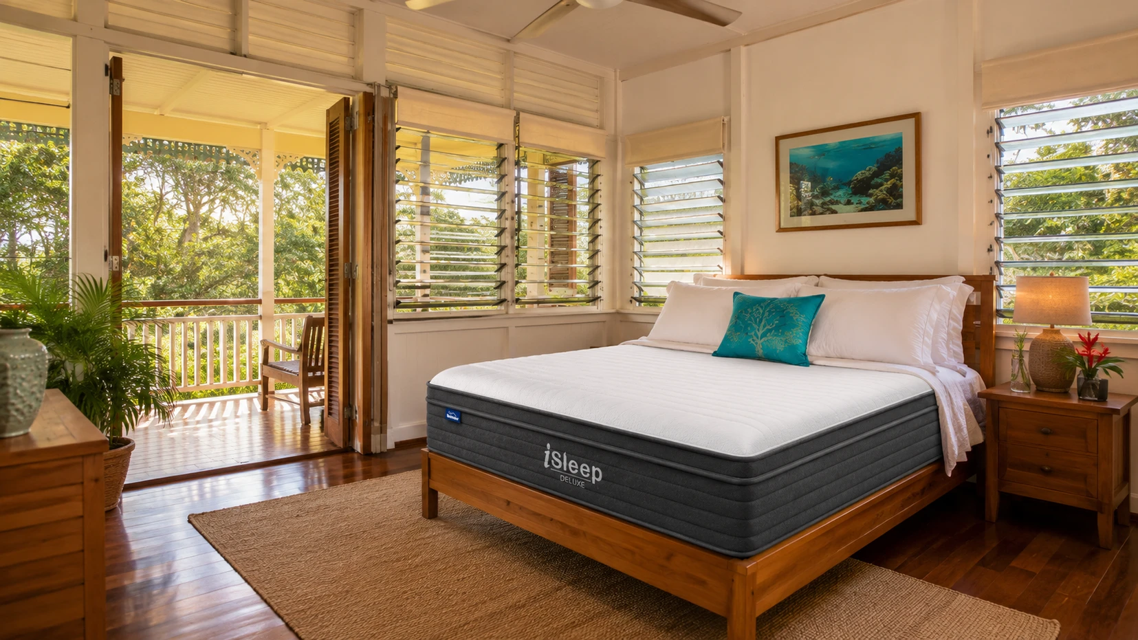 Restmaker mattress comfort layer cross-section showing latex-like foam top layer over pocket spring core on a neutral studio background from one of best mattress brands in Australia