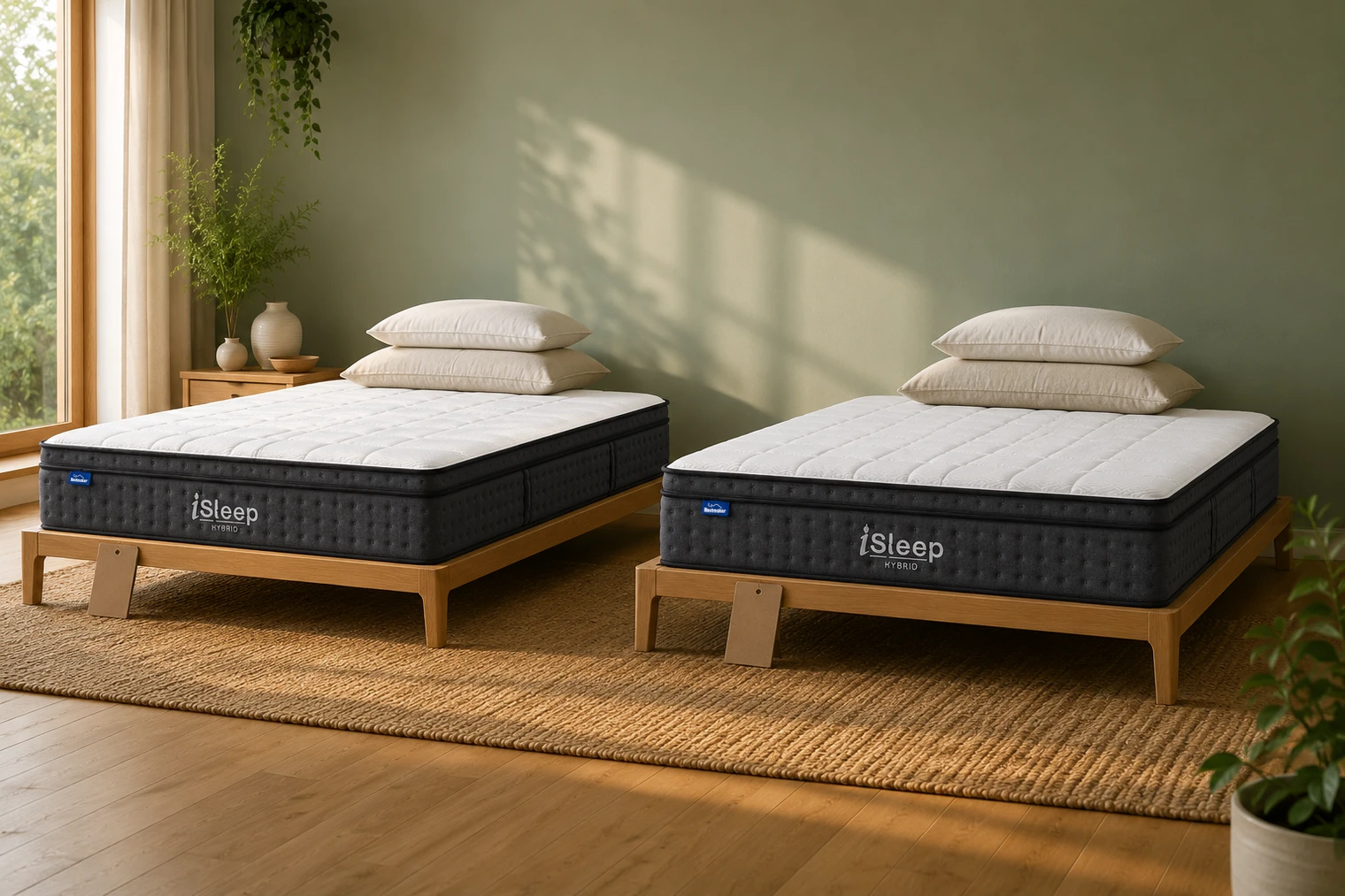Side profile of hybrid pocket spring mattress and foam comfort layers