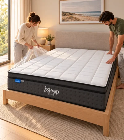The best hybrid mattress Australia in hand of couple prepairing their sleep tonight after purchased from Restmaker