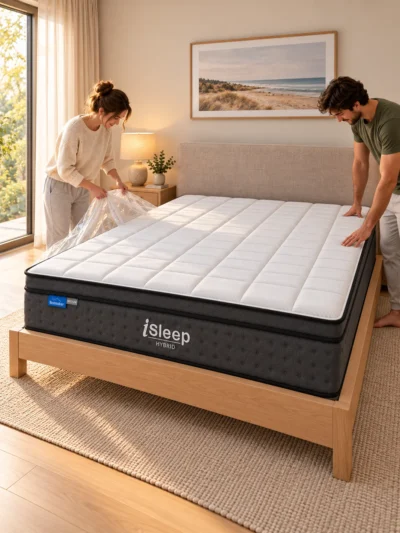 The best hybrid mattress Australia in hand of couple prepairing their sleep tonight after purchased from Restmaker