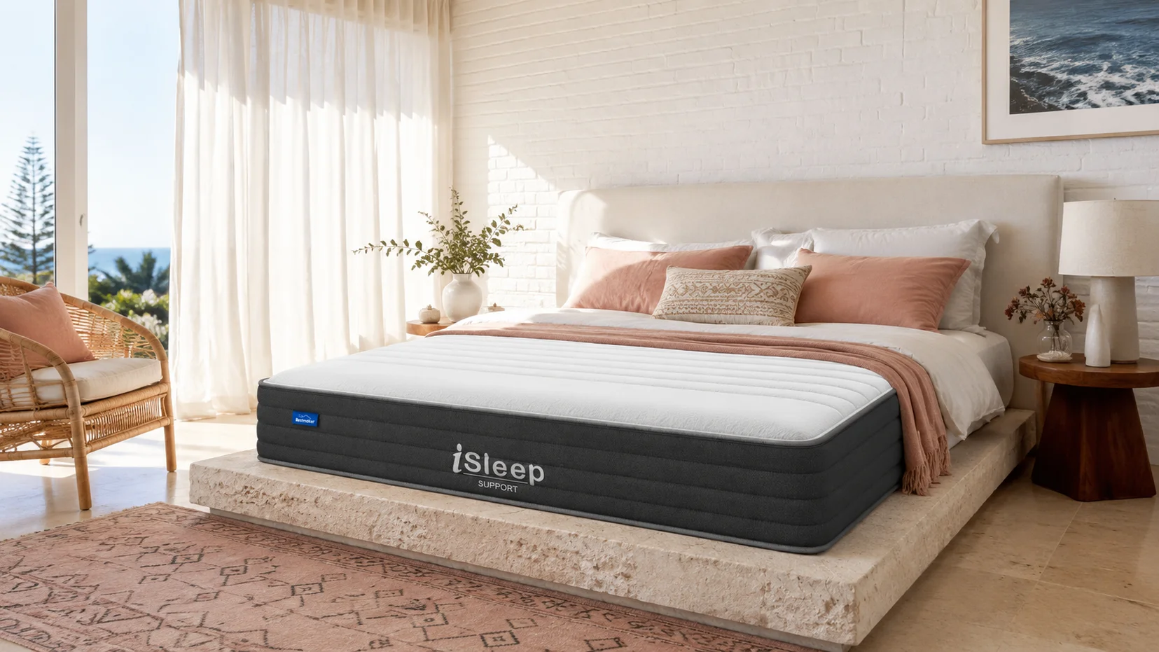 Illustration of a facilities buyer checking matching mattresses in furnished rooms by best mattress under 1000 Australia