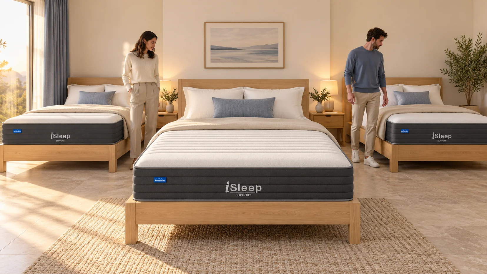 Close-up illustration of the cover and upper edge of an iSleep Deluxe mattress in neutral light to looking best value mattress Australia