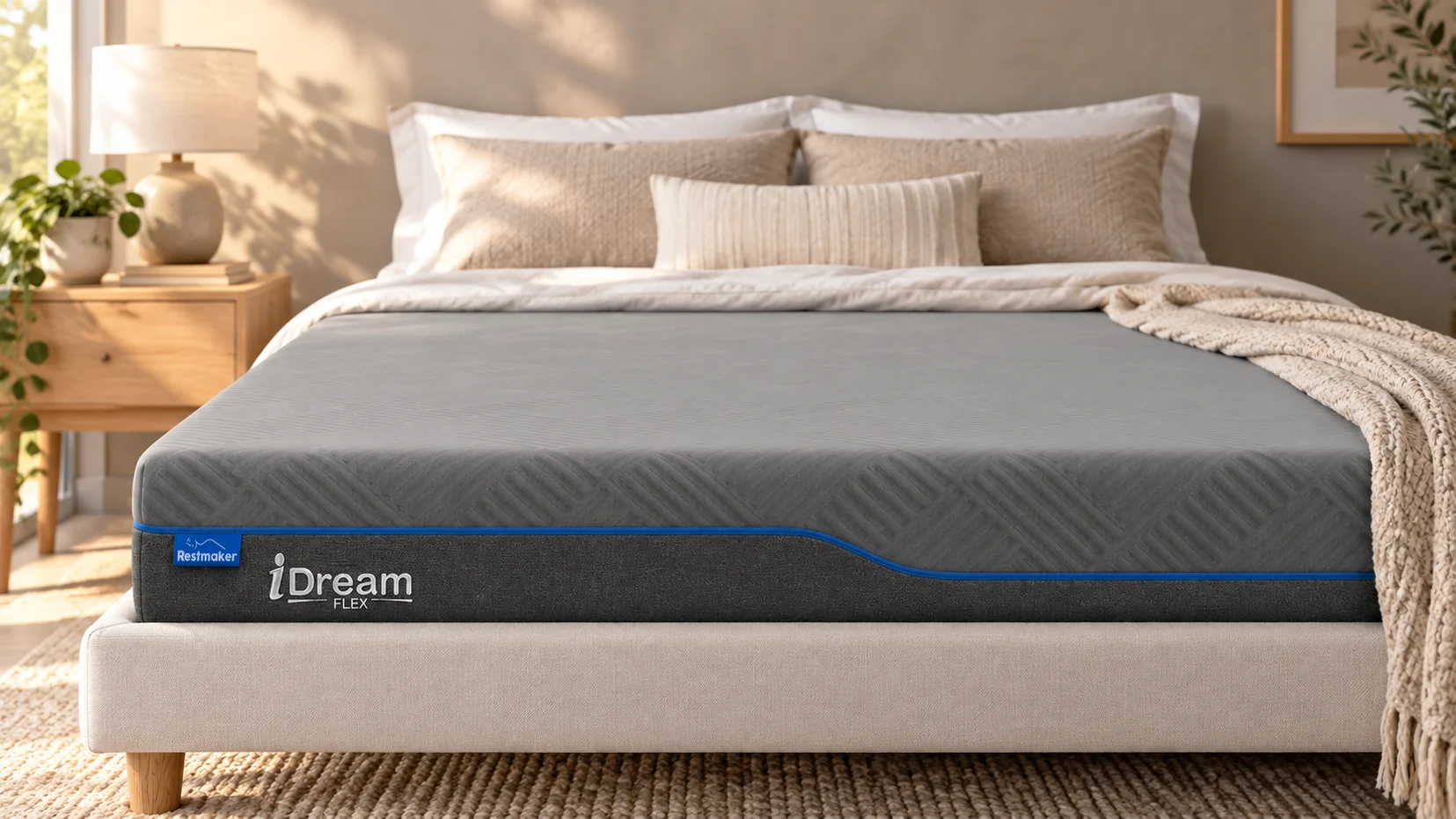 Close conceptual detail of the iDream Flex natural bamboo cover and machine-washable zip cover have 100 night trial mattress Australia at Restmaker.au
